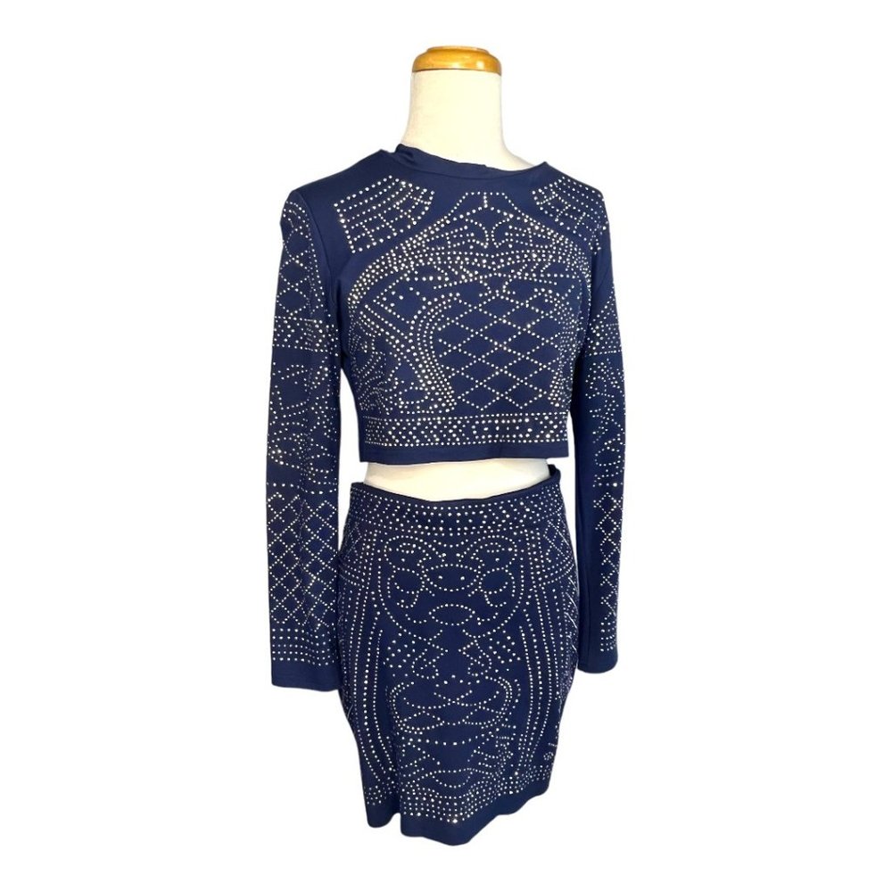 Mea Meor 2 Piece Studded Skirt Set Blue Size M EUC - Picture 2 of 13